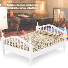 Load image into Gallery viewer, 1:12 Scale Dollhouse Furniture Miniature Mini Bed,Wooden DIY Dollhouse Bed Kit with Bedding and Pillows,Dolls House Accessories &amp; Toys,Kids Children&#39;s Bedroom Set Play Toy(White)(1#)
