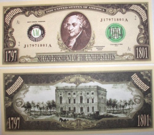 American Art Classics Set of 5 - John Adams Collectible Million Dollar Bill