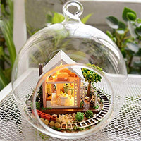 XLZSP DIY Dollhouse Miniature Kit Mini Glass Ball Doll House Accessories Furniture Led Lights Micro Landscape Model Puzzle Hand Crafts Toys Birthday Train House