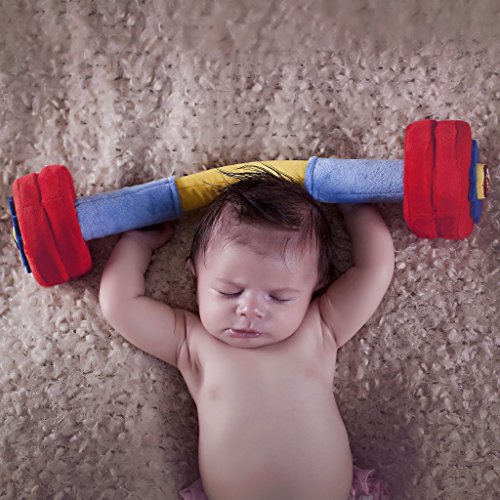 WOD Toys Baby Barbell Plush with Rattle - Safe, Durable Fitness Toy for Newborns, Infants and Babies