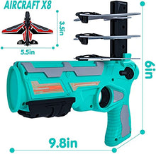 Load image into Gallery viewer, KLQQLK Airplane Launcher Toy Bubble Catapult Airplane Toy ,One-Click Ejection Model Foam Airplane,with 4 Pcs Glider Airplane Launcher,Gifts for 6 7 8 9 10 Year Old Boy,Outdoor Sport Toys (Blue)
