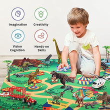 Load image into Gallery viewer, CUTE STONE 46Pcs Dinosaur Toy Playset w/ Activity Play Mat, Realistic Dinosaur Figure Toys w/3 Vehicles to Create a Dino World Including T-Rex, Triceratops, Velociraptor, Kids Perfect Educational Gift
