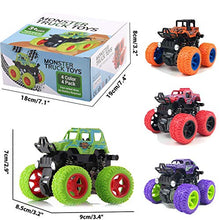 Load image into Gallery viewer, 4 Pack Monster Truck Toys for Boys and Girls, Inertia Car Educational Toy Cars, Friction Powered Push and Go Toy Cars, Christmas Gift Birthday Party Supplies for Toddlers Kids (4 Color)
