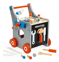 Load image into Gallery viewer, Janod Brico&#39;kids Magnetic DIY Trolley  Durable Walker That Doubles as a Tool Workbench with 26 Accessories  Develops Coordination and Fine Motor Skills  Ages 18+ Months
