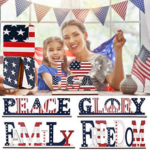 Load image into Gallery viewer, 1/5Pcs Patriotic Unique Wooden Independence Day Decoration Creative Letter Ornaments Decorative Sign 4th of July American Letter Plaque Blessed Table Centerpiece Home Office Desktop Pendant (D)
