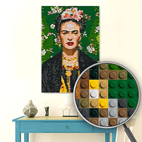 Mosaic Portrait of Frida Kahlo | Pixel Wall Art | Ready-Made Mosaic Masterpiece | Mosaic Photo Puzzle | DIY Gift for Birthday | 6000+ Bricks Compatible w/ Lego Bricks