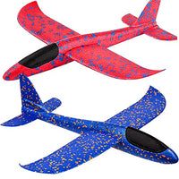 Toy Airplane Games  Styrofoam Throw Plane for Kids  Double Gift Set of 2 Giant Foam Airplane Gliders, Outdoor Activities for Backyard, Birthday Party Supplies, Outside Summer Games  Red, Blue Color