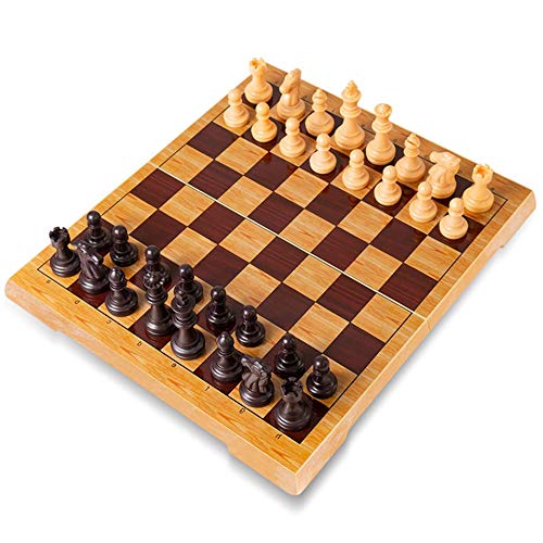 FIBVGFXD Portable Chess Set, Chess Portable Travel Chess Set, Plastic Chess Game Magnetic Chess Pieces, Folding Chessboard as Gift Toy (3135.7cm)