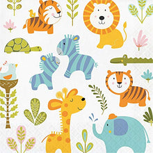 Load image into Gallery viewer, 32 Jungle Safari Premium Lunch Napkins for Kids Birthday Party 6.25&quot;x6.25&quot;
