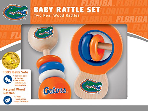 MasterPieces NCAA Florida Gators Real Wood Baby Rattles (2-Pack) Orange, 6