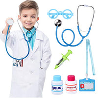 Doctor Costume Kit for kids Dress up & Pretend Play Educational Toys with Doctor Coat, Stethoscope & Medical Set Birthday Gifts for Toddler Boys Girls Age 3 4 5 6 7 8 Years Old