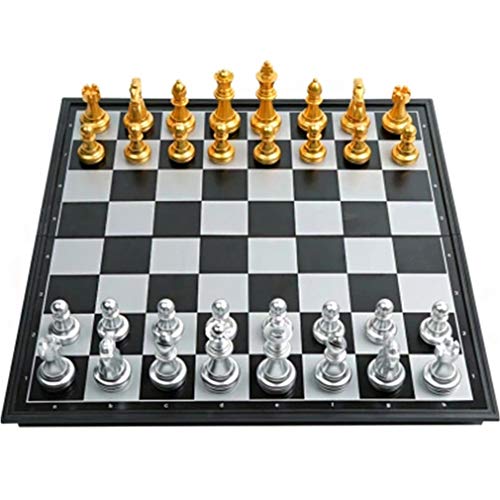 Magnetic Travel Chess Set with Folding Chess Board, Portable Travel Chessboard Piece Holder Storage, International Chess Set for Kids and Adults Beginners,A