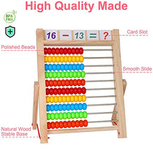 Load image into Gallery viewer, KIDWILL Preschool Math Learning Toy,10-Row Wooden Frame Abacus with Multi-Color Beads, Counting Sticks, Number Alphabet Cards, Gift for 2 3 4 5 6 Years Old Toddlers Boys Girls

