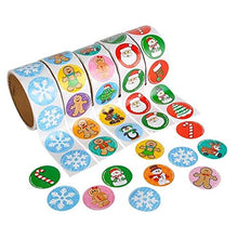 Load image into Gallery viewer, 500 Pc Holiday Stickers Roll Asst
