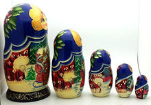 Load image into Gallery viewer, Christmas in Russian Village Hand Painted 5 Piece Set Russian Traditional Nesting Doll / 7&quot;
