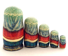 Load image into Gallery viewer, Unique Russian Nesting Dolls Hand Carved Hand Painted 5 Piece Set 7.25&quot; Tall Girl with a Deer
