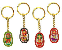 RIF Store Set of 4 Reversible Colorful Matreshka Matryoshka Key Chains 4 inch