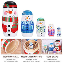 Load image into Gallery viewer, EXCEART Christmas Wooden Russia Dolls Superposed Dolls Winter 5 Layers Snowman Pattern Stacking Dolls
