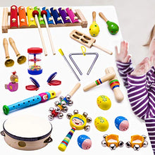 Load image into Gallery viewer, ATDAWN Kids Musical Instruments, 15 Types 22pcs Wood Percussion Xylophone Toys for Boys and Girls Preschool Education with Storage Backpack
