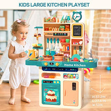 Load image into Gallery viewer, CUTE STONE 93PCS Kids Kitchen Playset,Play Kitchen Toy with Realistic Lights &amp; Sounds,Pretend Steam,Play Sink &amp; Oven,Color Changing Play Food,Menu Board &amp; Other Kitchen Accessories Set for Toddlers
