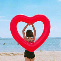 Cartoon Anime Keychain Hot Inflatable Sweet Heart Swimming Rings laps Giant Pool Party Lifebuoy Float Mattress Swimming Circle 90cm (Color : Red)