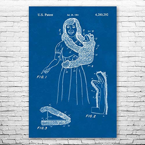 Patent Earth Monkey Hand Puppet Poster Print, Toy Store Art, Puppet Decor, Ventriloquist Gift, Puppet Wall Art, Puppet Design Blueprint (16 inch x 20 inch)