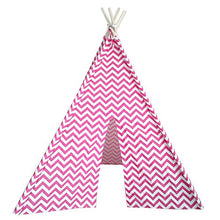 Load image into Gallery viewer, Modern Home Children&#39;s Oxford Tepee Set with Travel Case - Pink Chevron
