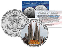 Load image into Gallery viewer, Sagrada Familia Famous Churches Collectible Art Kennedy Half Dollar Coin and Certificate Barcelona Spain
