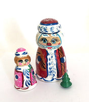 Santa Mrs.Claus Christmas Tree Nesting Dolls Russian Hand Painted 3 Piece Matryoshka Gifts St