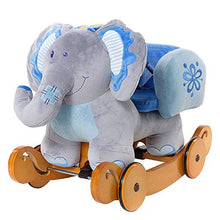 Load image into Gallery viewer, labebe - Baby Rocking Horse Wooden, Plush Rocking Animal, Toddler/Baby Rocker Toy for Nursery,Ride on Toy for Girl&amp;Boy 1-3 Years Old, 2 in 1 Elephant Rocking Horse Blue with Wheel,Kid Riding Horse/Toy
