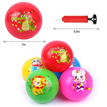 Load image into Gallery viewer, beetoy 5 Pcs Size 2 Balls for Toddlers 1-3 with Pump, Outdoor Sport Soft Ball Toys Playground Beach Pool Toys Party Favors with Animal Patterns Sticks Inflatable Rubber Balls

