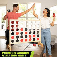 Load image into Gallery viewer, Backyard Hero Large Wooden 4 in a Row, 4 to Score with Disc Storage Bag - Premium 3.5 Foot Four Connect Game Set - Oversized Family Outdoor Party Games for Backyard, Lawn, Parties, Bar Game
