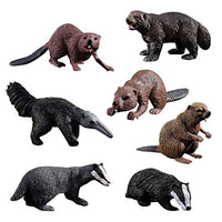 HOMNIVE Realistic Animal Figures - 7pcs Animals Action Model Includes Badger Beaver Anteater Wolverine - Educational Learning Toys Birthday Gift Set for Boys Girls Kids Toddlers