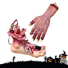 Load image into Gallery viewer, PRETYZOOM 2Pcs Trick Scary Body Parts Fake Human Arms Bloody Hands Horror Broken Hand Feet Party Decoration Props for Festival Party Layout
