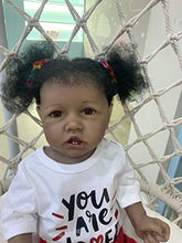 Load image into Gallery viewer, Zero Pam African American Dolls Full Body Black Reborn Baby Girl Doll 22 inch 55cm Reborn Toddler Dolls with Primary Teeth Washable and Waterproof
