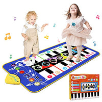 RenFox Baby Musical Mats, Musical Toys Play Dance Floor Mat with 8 Selectable Musical Instruments Build-in Speaker Keyboard Mat Early Education Toys Gift for Toddler Girls Boys Kids (43.3X20.5 inch)