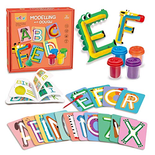 Playdough Preschool Education Recognition Fundamental Starter Set, Alphabet Shape and Learn Letters and Language, 3 Years and Up with 4 Non-Toxic Colors