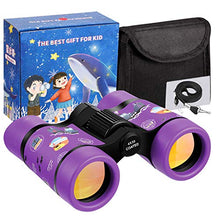 Load image into Gallery viewer, LTWQLing Toy Binoculars for Kids Best Gifts for 3-8 Years Boys Girls Rubber 4x30mm Children Binoculars for Bird Watching,Hiking,Birthday Presents for Kids,Travel,Camping (Purple Bear)
