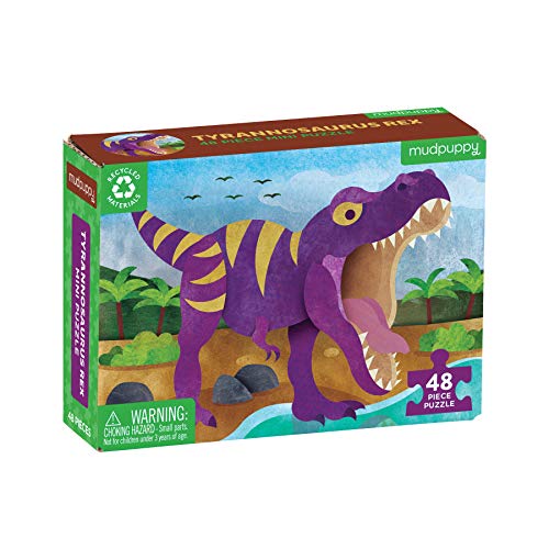 Mudpuppy Tyrannosaurus Rex Mini Puzzle, 48 Pieces, 8 x 5.75  Perfect Family Puzzle for Ages 4+  Jigsaw Puzzle Featuring a Colorful Illustration of a T-Rex Dinosaur, Informational Insert Included