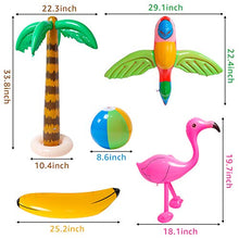 Load image into Gallery viewer, R HORSE 10 Pcs Inflatable Palm Tree Flamingo Banana Beach Ball Parrot Beach Pool Toys for Tropical Hawaiian Luau Party Summer Pool Beach Party Decorations
