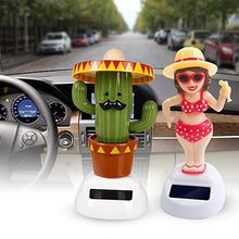 Load image into Gallery viewer, Baost Solar Powered Dancing Flip Swing Shook Head Beach Girl Cactus Automatic Swing Car Interior Ornament Dashboard Decor Swing Solar Car Toy for Car Home Office Decoration Beach Girl
