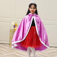 Load image into Gallery viewer, Hooded Cape Velvet Cloaks Costume - Birthday Halloween Cosplay for Girls Princess Costumes Party Accessories (Purple, S)
