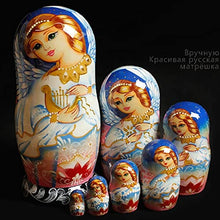 Load image into Gallery viewer, CMZ Russian Nesting Dolls 7 Pieces Little Girl Handmade Traditonal Russian Nesting Dolls Matryoshka Wishing Dolls Russian Nesting Dolls Set Matryoshka Wooden Toys
