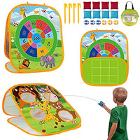 3 in 1 Bean Bag Toss Game Set for Kids, Outside Toys for Kids Toddlers Ages 3-5 4-8 4-7, Collapsible Cornhole and Dart Board with 8 Bean Bags, Crab & Turtle Themed, Birthday Gift for Boys Girls