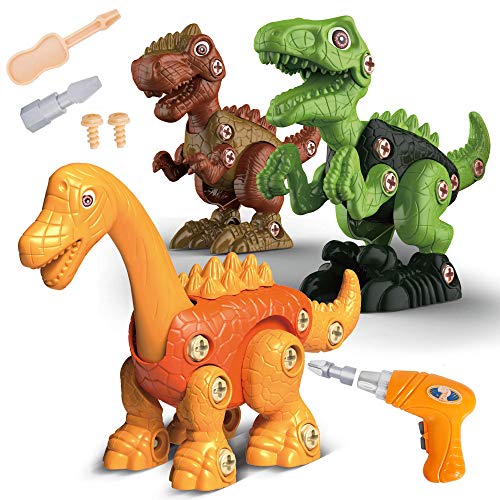 Take Apart Dinosaur Toys for Boys Building Toy Set with Electric Drill Construction Engineering Play Kit STEM Learning for Kids Girls Age 3 4 5 Year Old