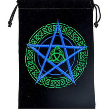Load image into Gallery viewer, 5x7 Unlined Velvet Bag with Embroidered Celtic Pentacle Design Tarot Card Bag
