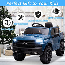 Load image into Gallery viewer, SEGMART Electric Cars for Kids Ride-on Truck Car, 12V Licensed Pickup Ride-on Toys for Boy &amp; Girl Electric Vehicles Car Toy Parental Remote Control with Storage Box/Music Function/LED Lights (Blue)
