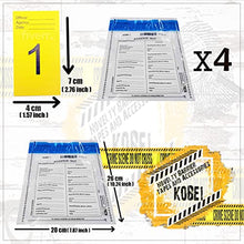 Load image into Gallery viewer, Kobe1 Crime Scene Kit:Crime Scene Barrier Tape,Do Not Enter (33Feetx1),Evidence Collection Bags (x4),Photo Evidence Markers, Frames(Cards:1 to 20),(7cm x 4cm Folded)
