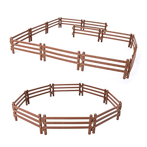 Volnau 20 Pcs Farm Corral Fence Toys Panel Accessories Playset Barn Animal Figures for Toddlers Kids Figurines Set Decoration Prop
