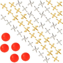 Load image into Gallery viewer, Biubee 5 Sets Retro Metal Jacks and Ball Game- 50 Pcs Gold and Silver Toned Jacks with 5 Red Rubber Bouncy Balls, Classic Game of Jacks for Party Favor, Game Prizes, Kids and Adult of All Ages
